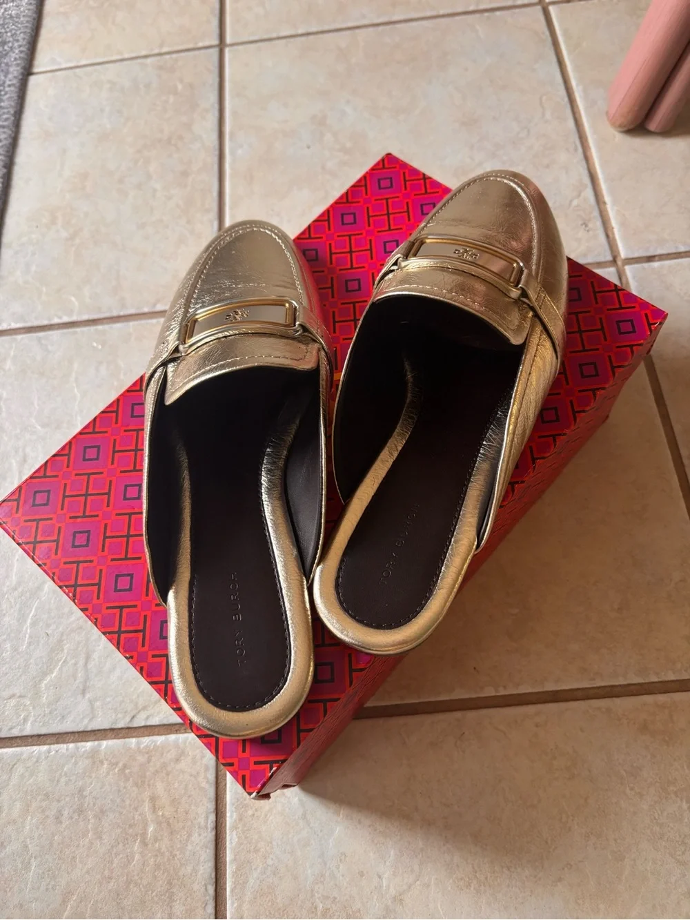 NWT Tory Burch-Spark Gold-Georgia Backless Loafer-Metallic